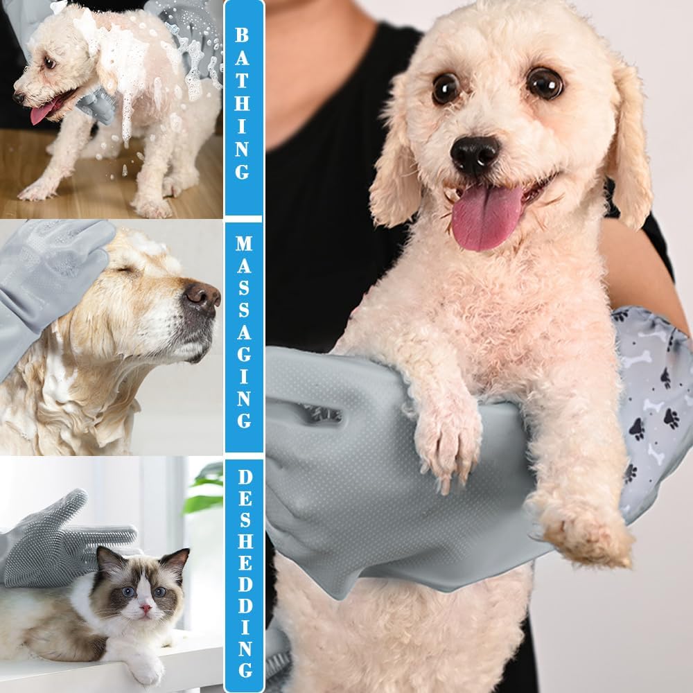 1TO3GO Pet Grooming Gloves Pet Hair Remover Cat