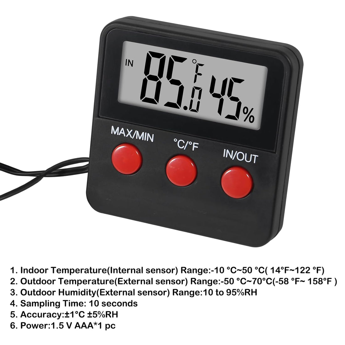 3PCS Digital Reptile Thermometer and Humidity Gauge Remote Probes