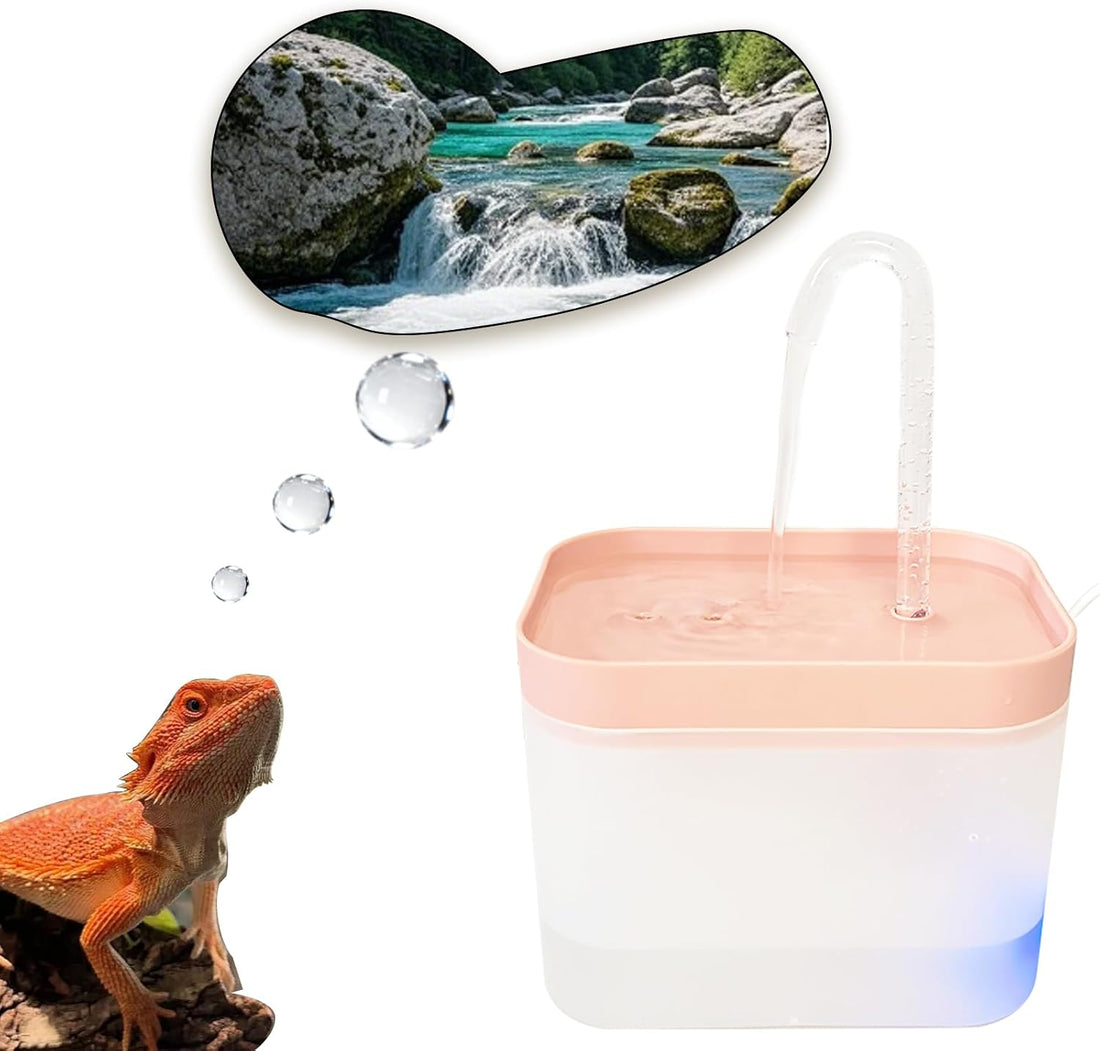 Tfwadmx Reptile Waterfall Water Bowl Fountain Lizard Drinking Dripper