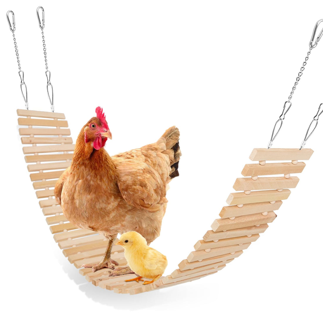 Jorewood Chicken Coop Toy Natural Wooden Chicken Swing & Bridge Toys