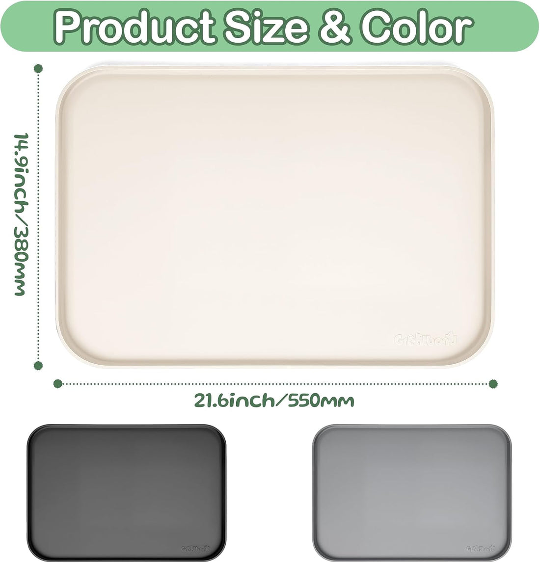 Waterproof Silicone Pet Feeding Mat, Raised Edge, 21.5"x14"