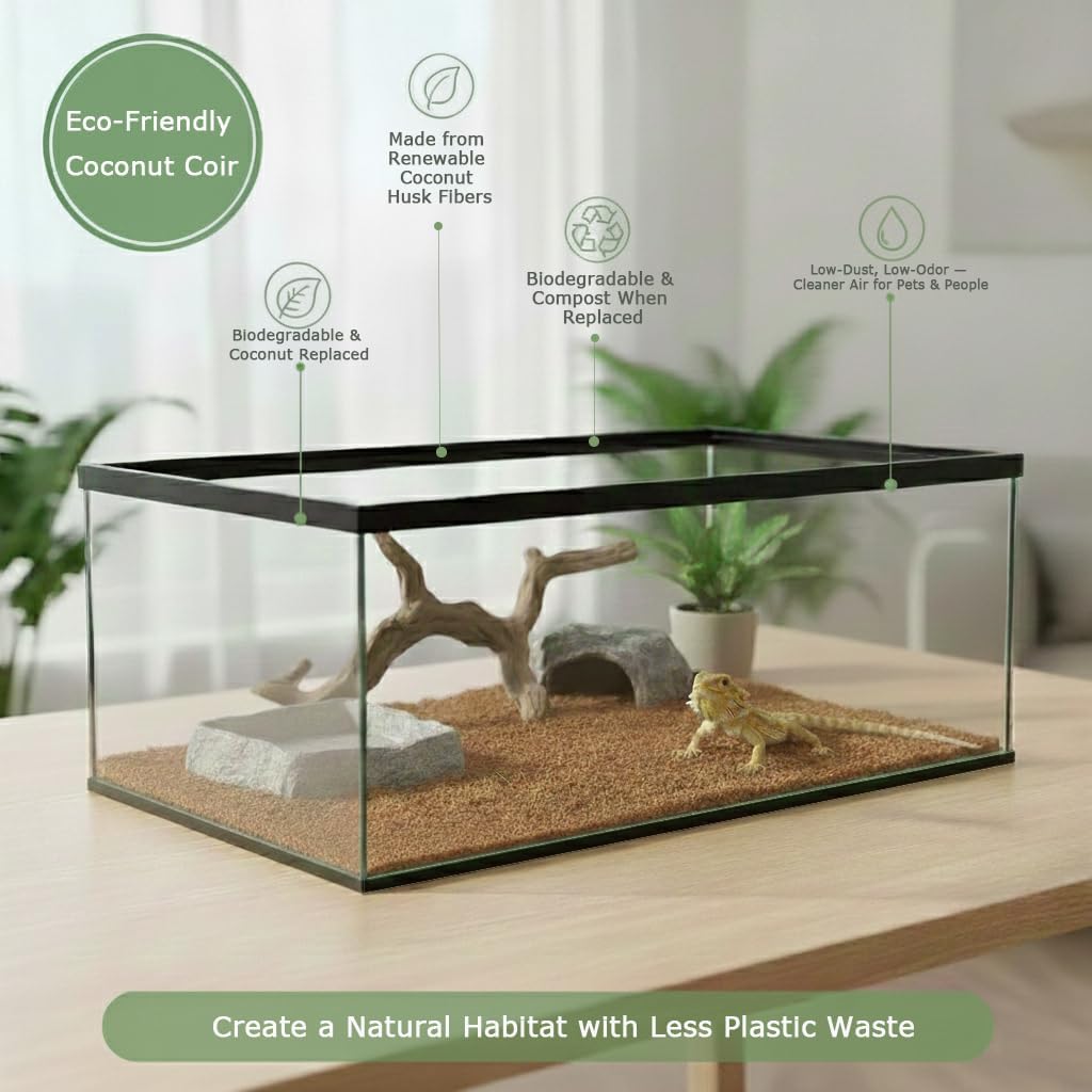 Reptile Carpet,18"×36",2 PCS Natural Coconut Fiber Liner Flooring