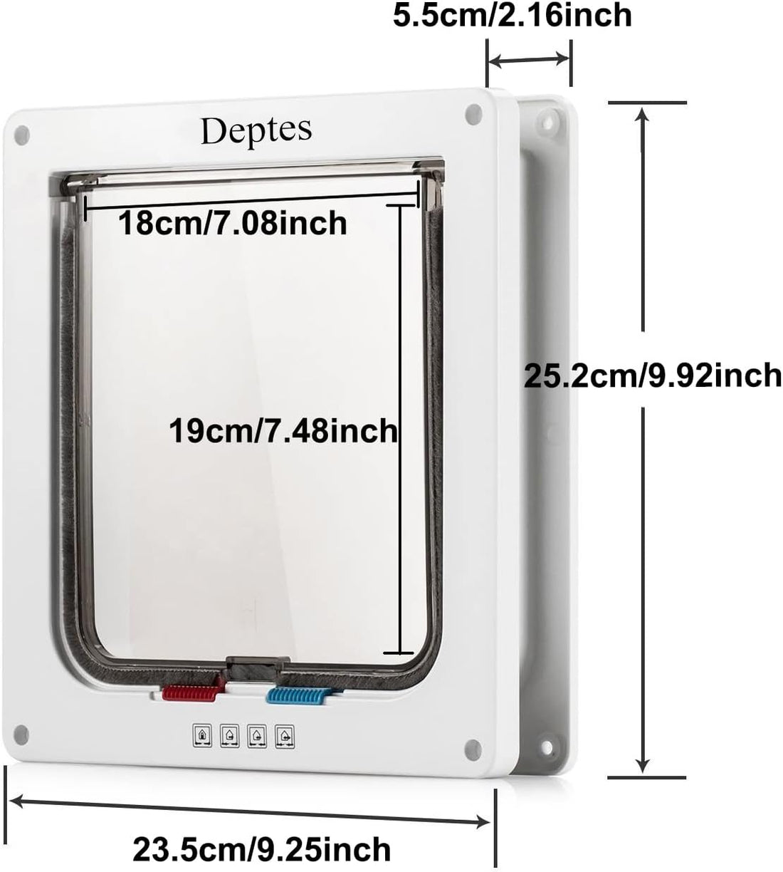 Depets Large Cat Door, 4 Way Locking Cat Flap Door for Interior