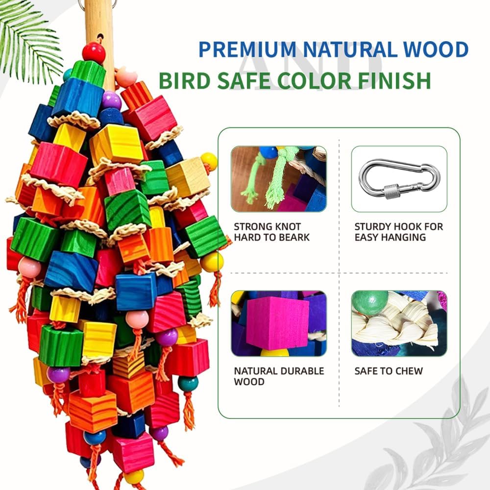 Large Bird Parrot Toys for Cockatoos African Grey Macaws Parrots