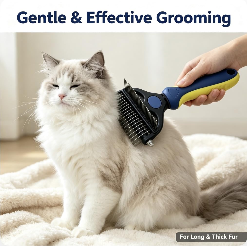 2-in-1 Pet Grooming Comb, Undercoat Rake & Deshedding Brush