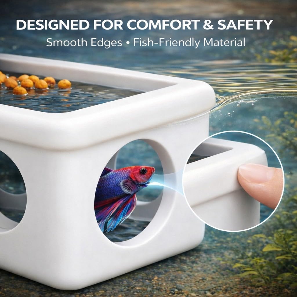 White Floating Betta Hideout with Round Side Holes