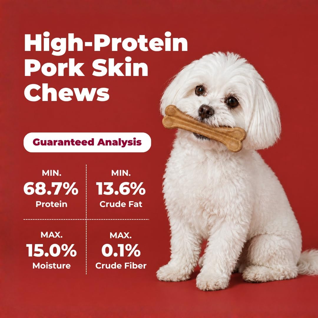 Best Pet Supplies GigaBite Pork Skin Dog Chews - 6" Bone Shape