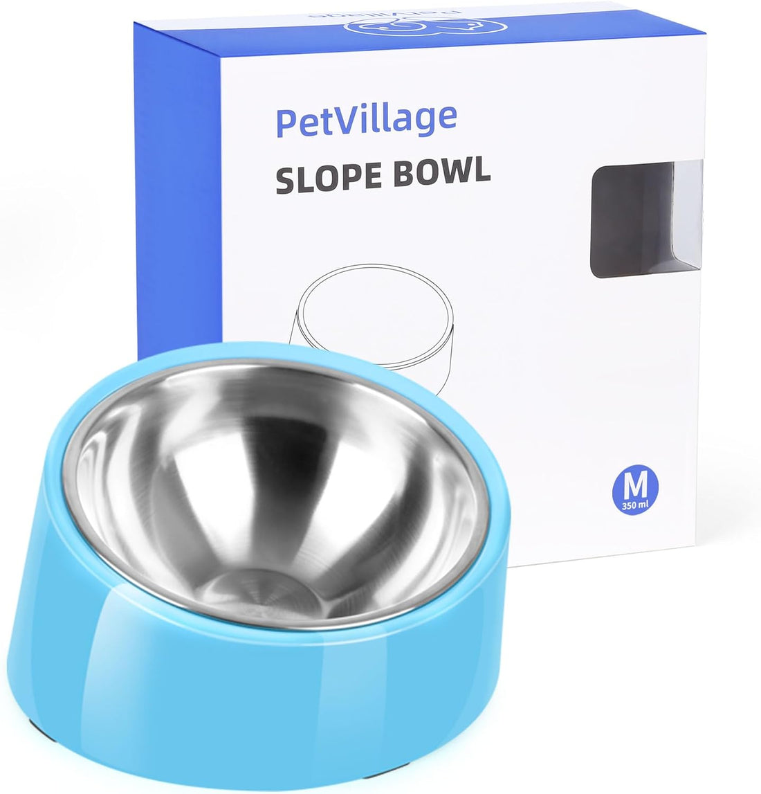 Tilted Dog Bowl Non-Slip & Non-Spill Pet Feeder with Elevated