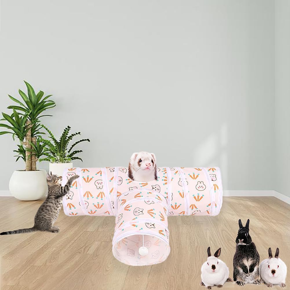 3 Way Washable Rabbit Hideout Toys, Guinea Pig Tunnels & Tubes