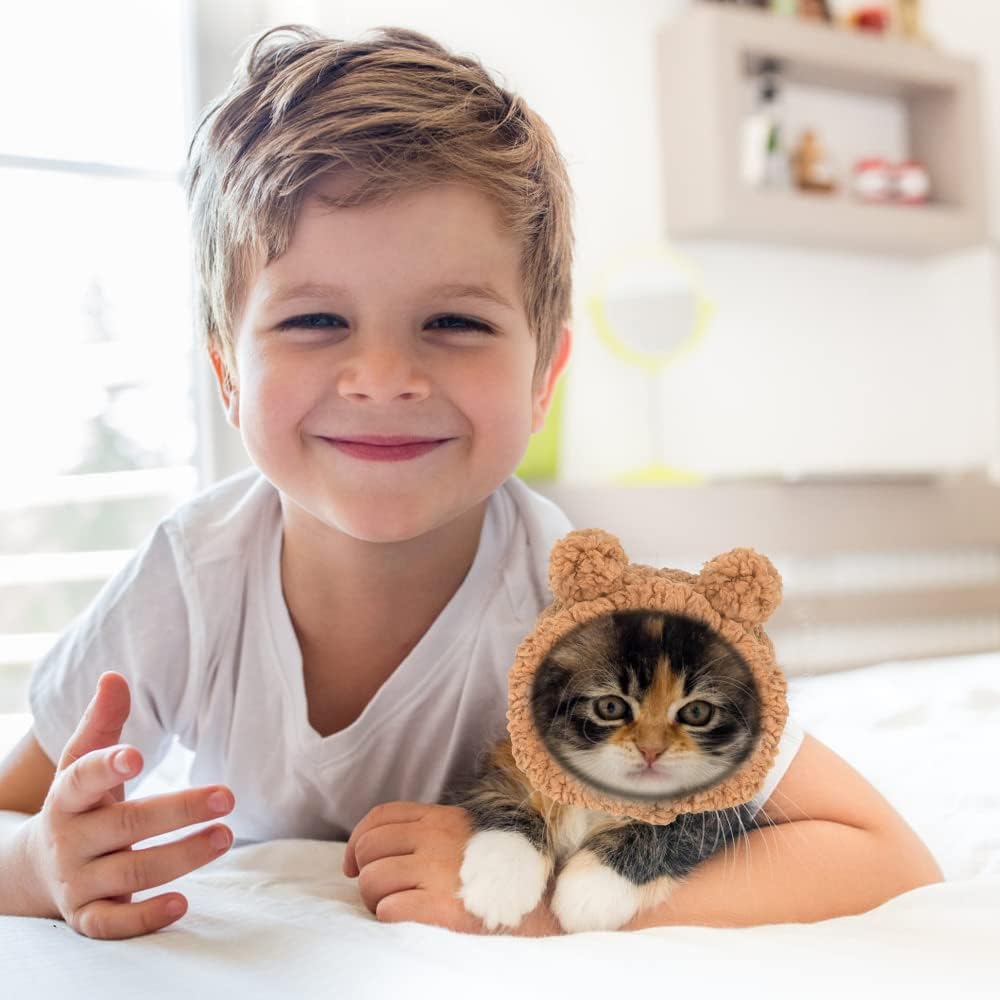 JOICEE Cute Cat Costume Warm Bear Hat Adjustable Small Pet Headwear