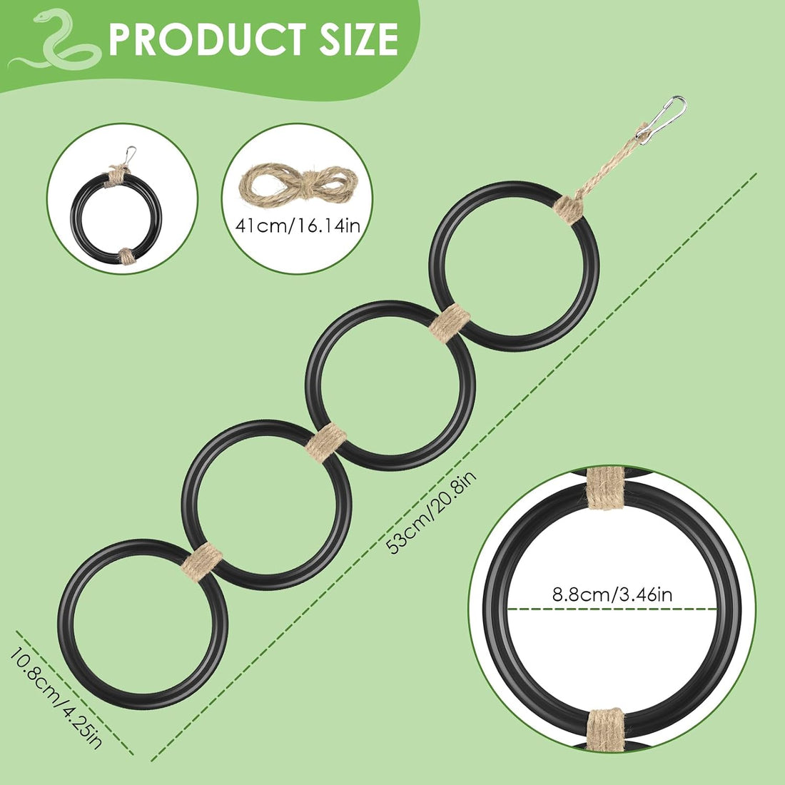 DBNESS Snake Climbing Rings, Ball Python Enclosure Enrichment Ring