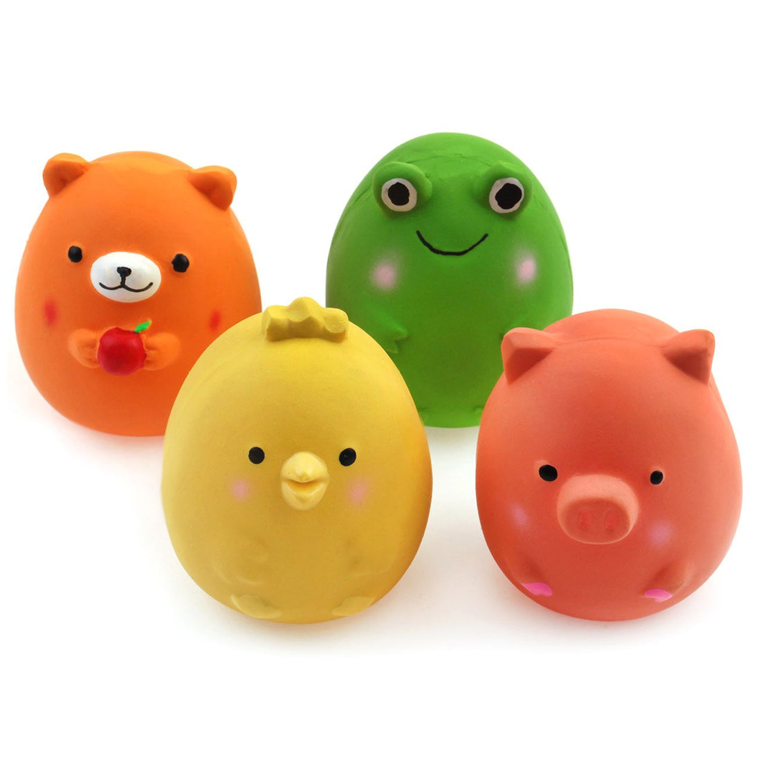 CHIWAVA 4PCS 2.4'' Squeak Latex Puppy Toy Funny Animal Sets Pet