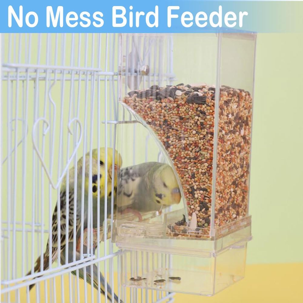 Bird Parrot Feeders, No Mess Automatic Cage Feeder Dispenser Food