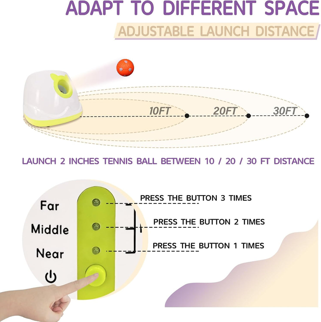 ptlsy Automatic Dog Ball Launcher Interactive Puppy Pet Ball Indoor