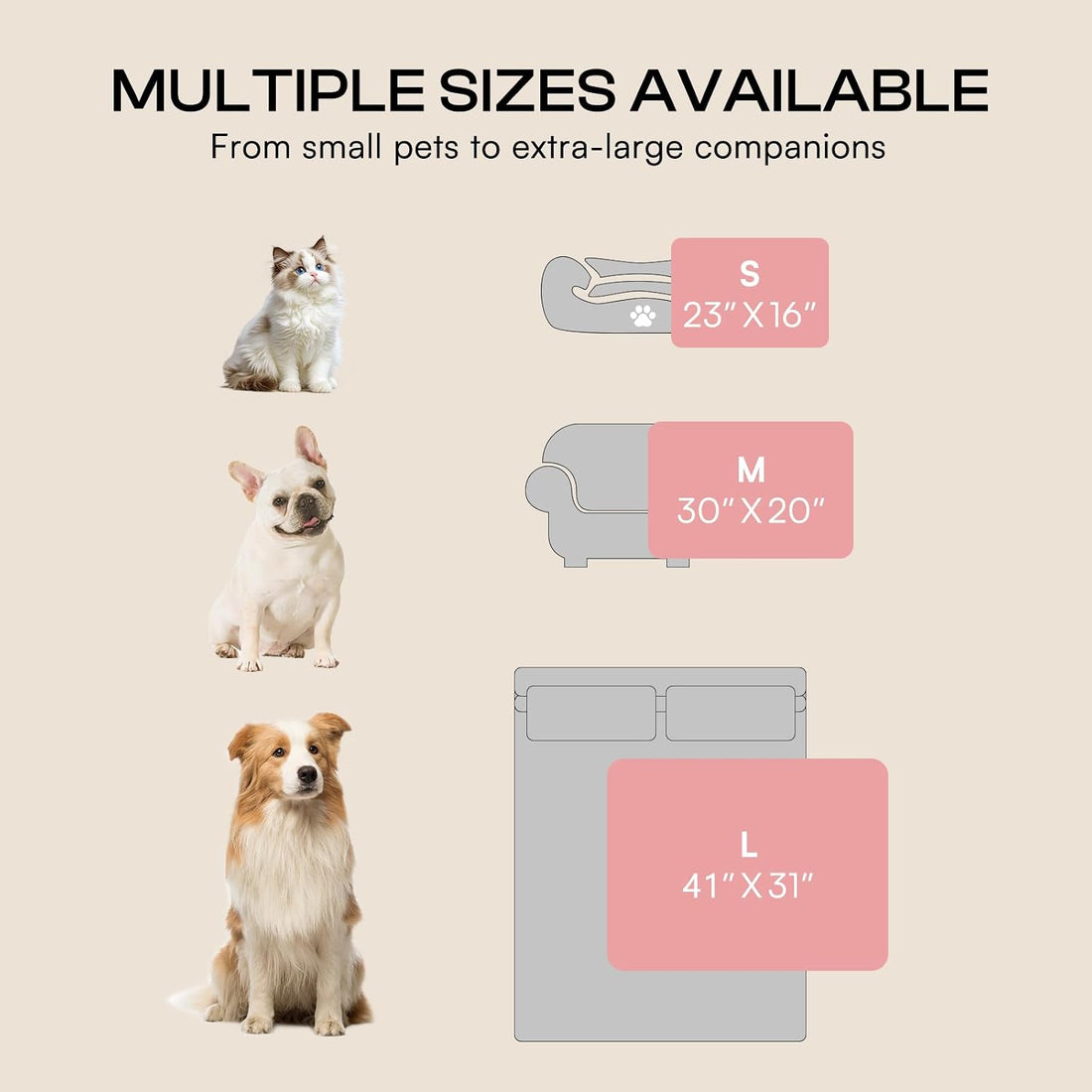 LINENLUX 1 Pack 3 Fleece Dog Blanket Soft Warm Cat Beige/Pink/Grey