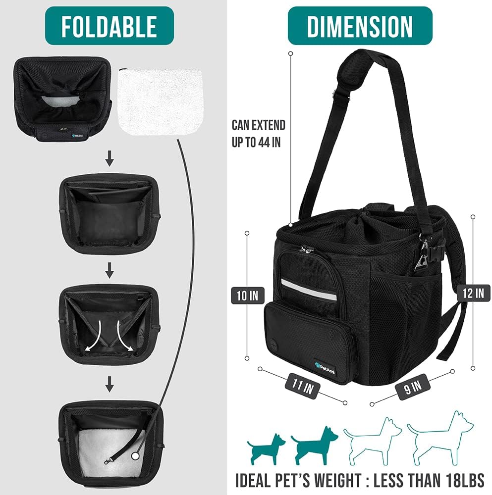 PetAmi Dog Bike Basket, Soft-Sided Ventilated Pet Carrier Backpack