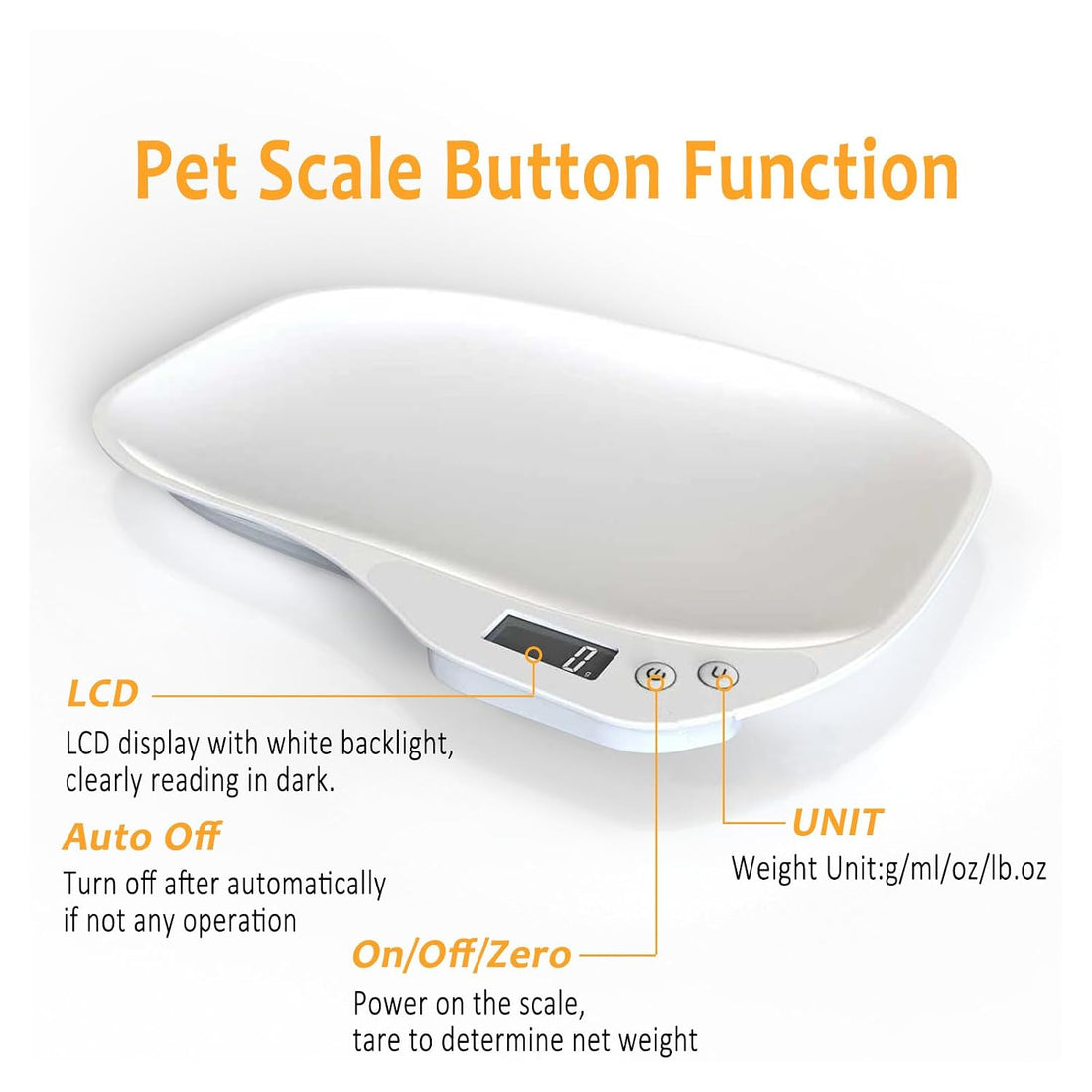 Small Animal Digital Scale, 14" x 10" Pet Weighing Scale Max 33lbs