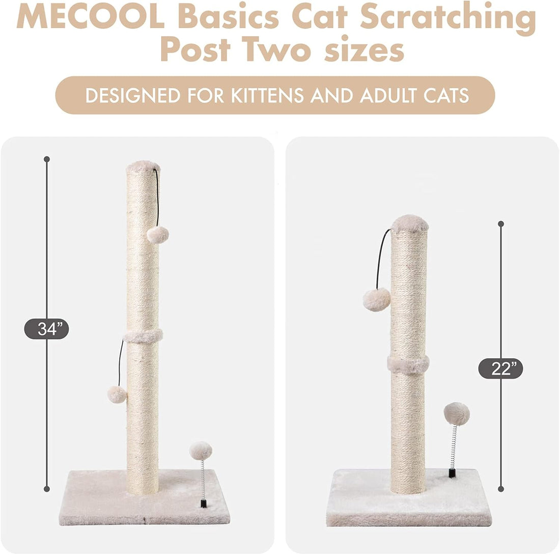 MECOOL 34” Tall Cat Scratching Post Premium Basics Kitten Scratcher