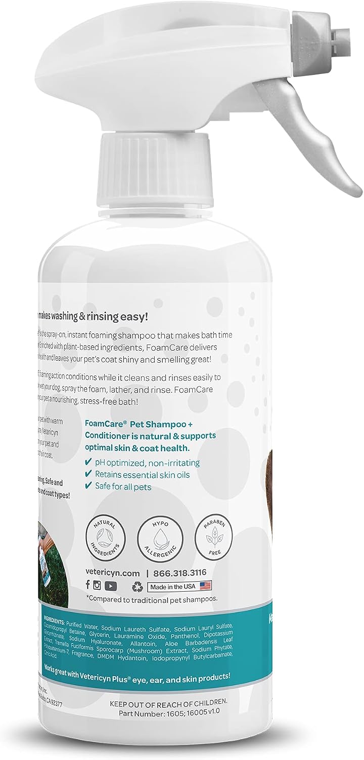 Vetericyn FoamCare Dog Shampoo and Conditioner - Instant Foaming