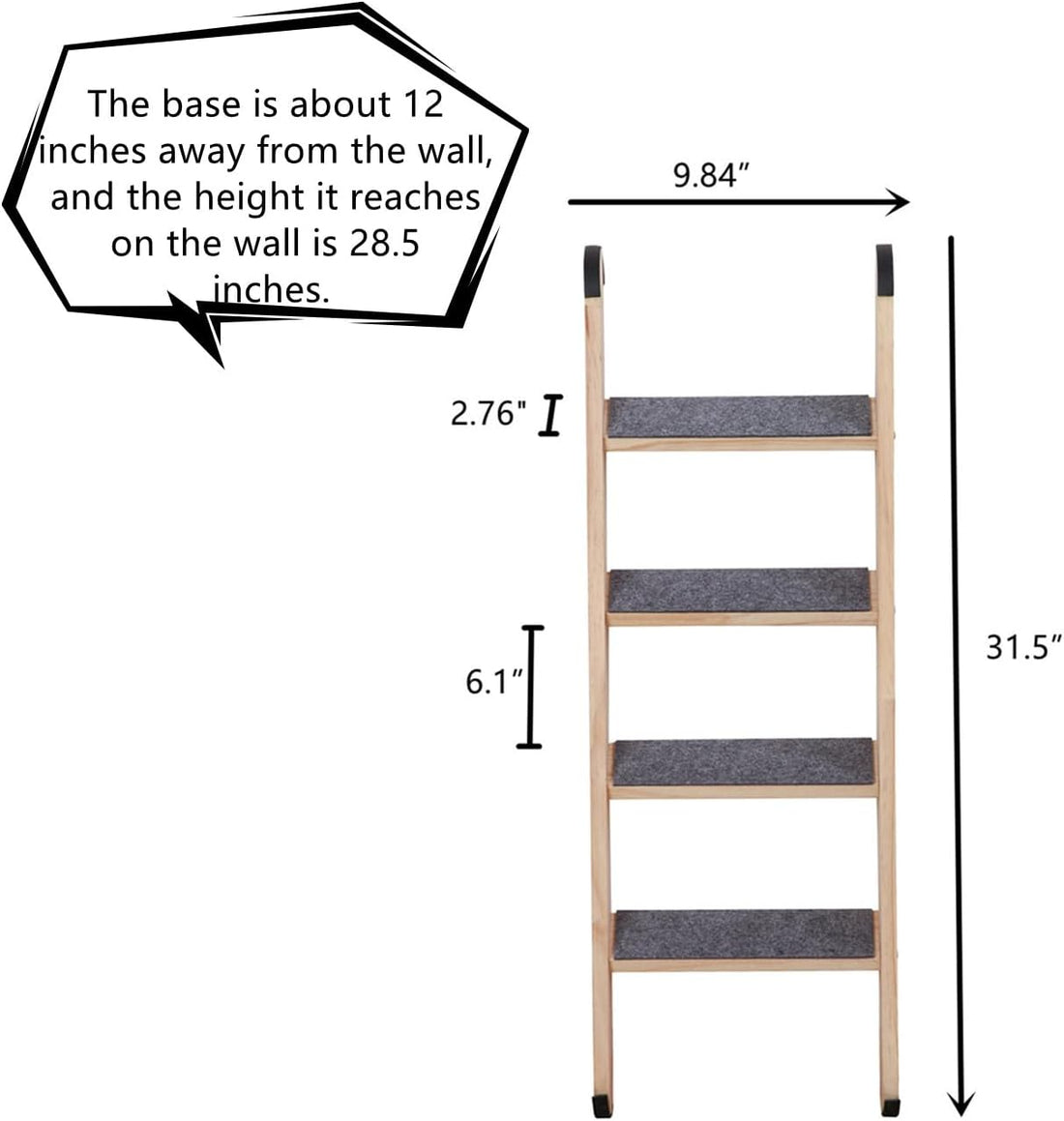 SHENGOCASE Solid Wood Wall Leaning Cat Ladder for Indoor Cats