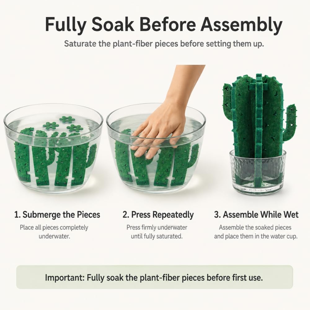 Reptile Humidifier, 2 Pack Passive Cactus Terrarium Decor