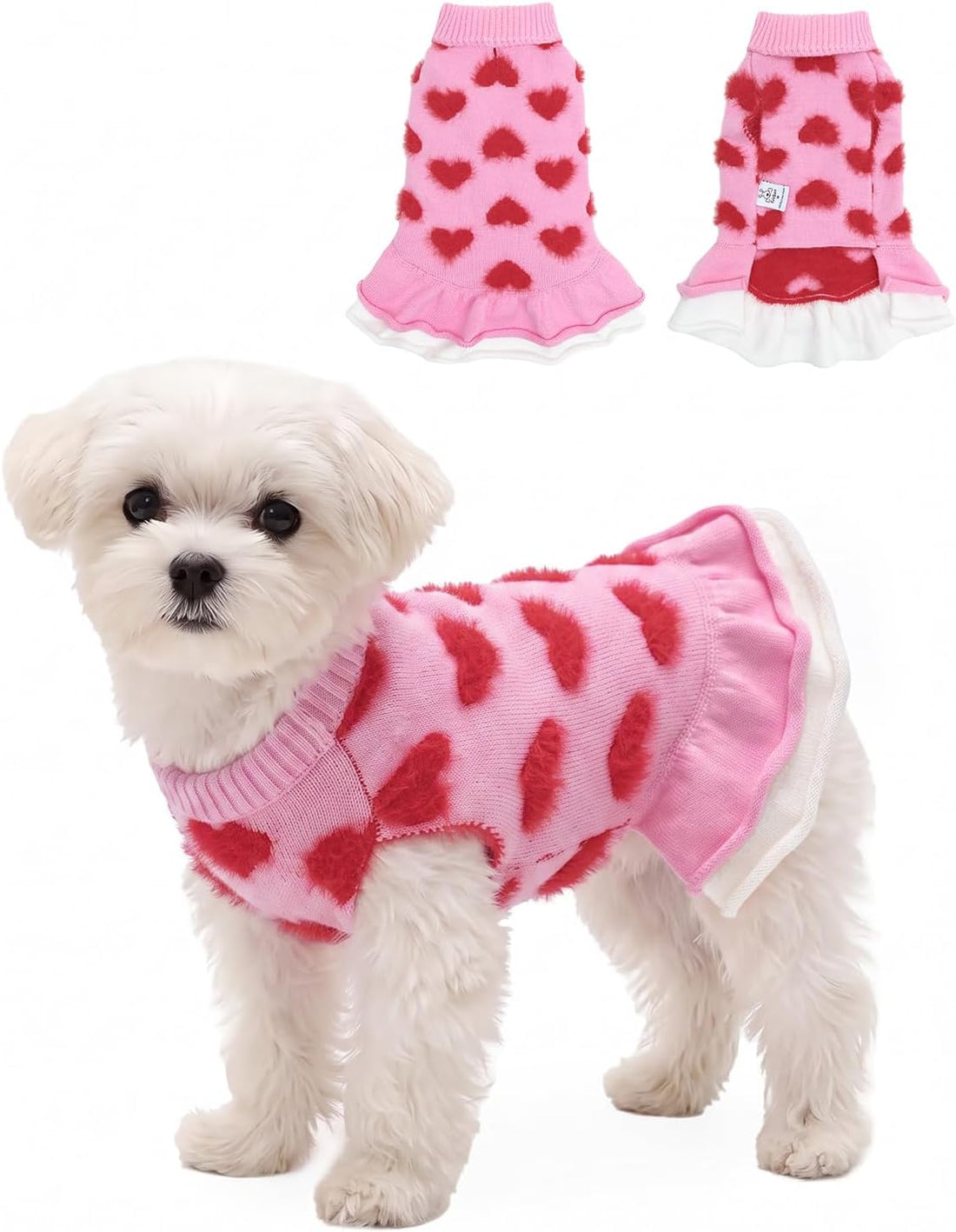 CuteBone Halloween Ruffle Dog Sweater Dress for Medium Dogs