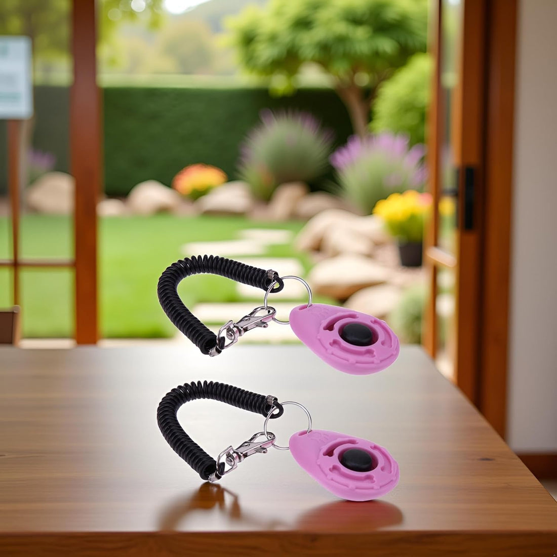 2Pcs Pink Dog Clicker for Training Easy to Use with Button Dog