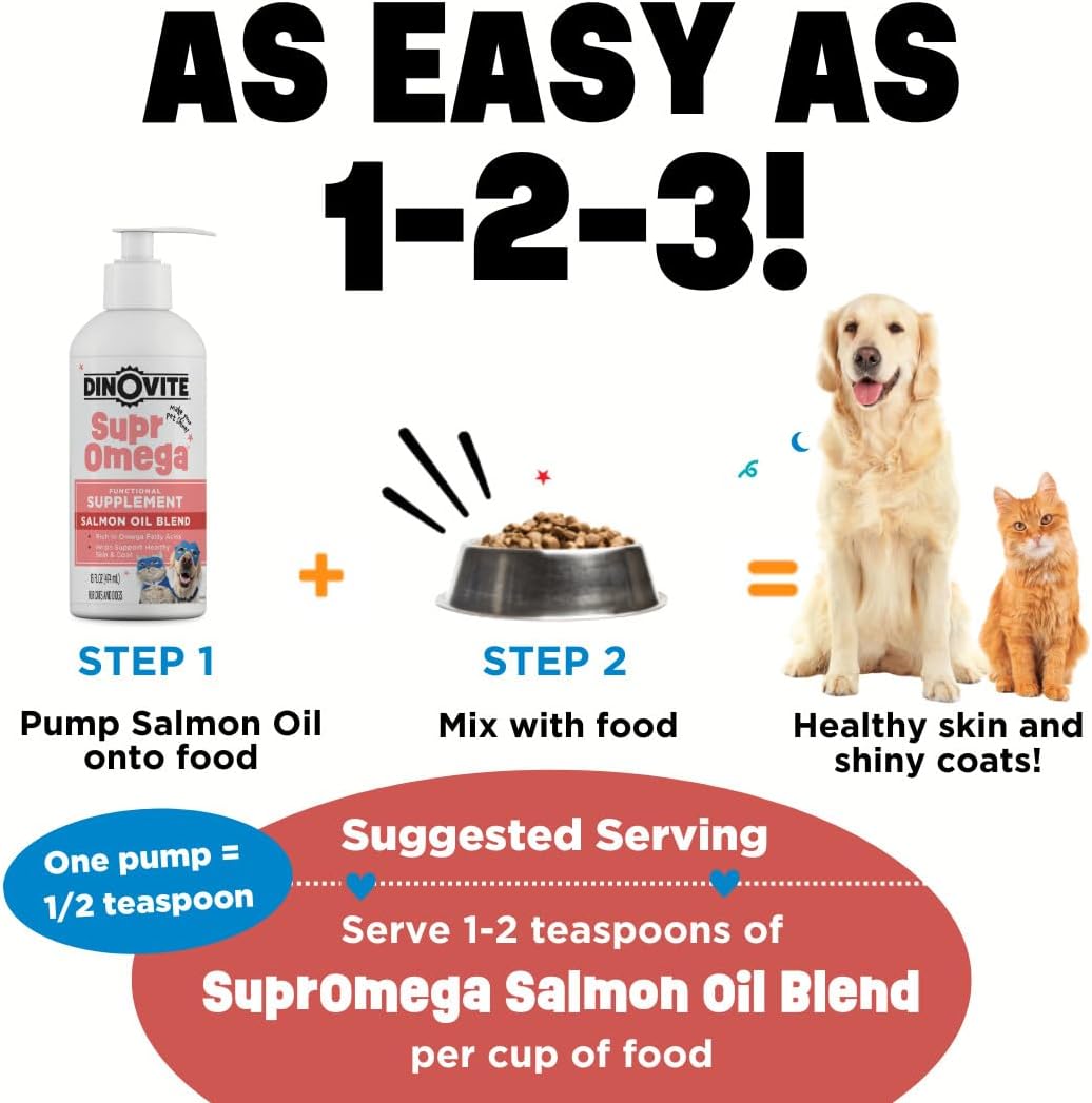 Dinovite SuprOmega Salmon Oil for Dogs & Cats, Skin & Coat Support
