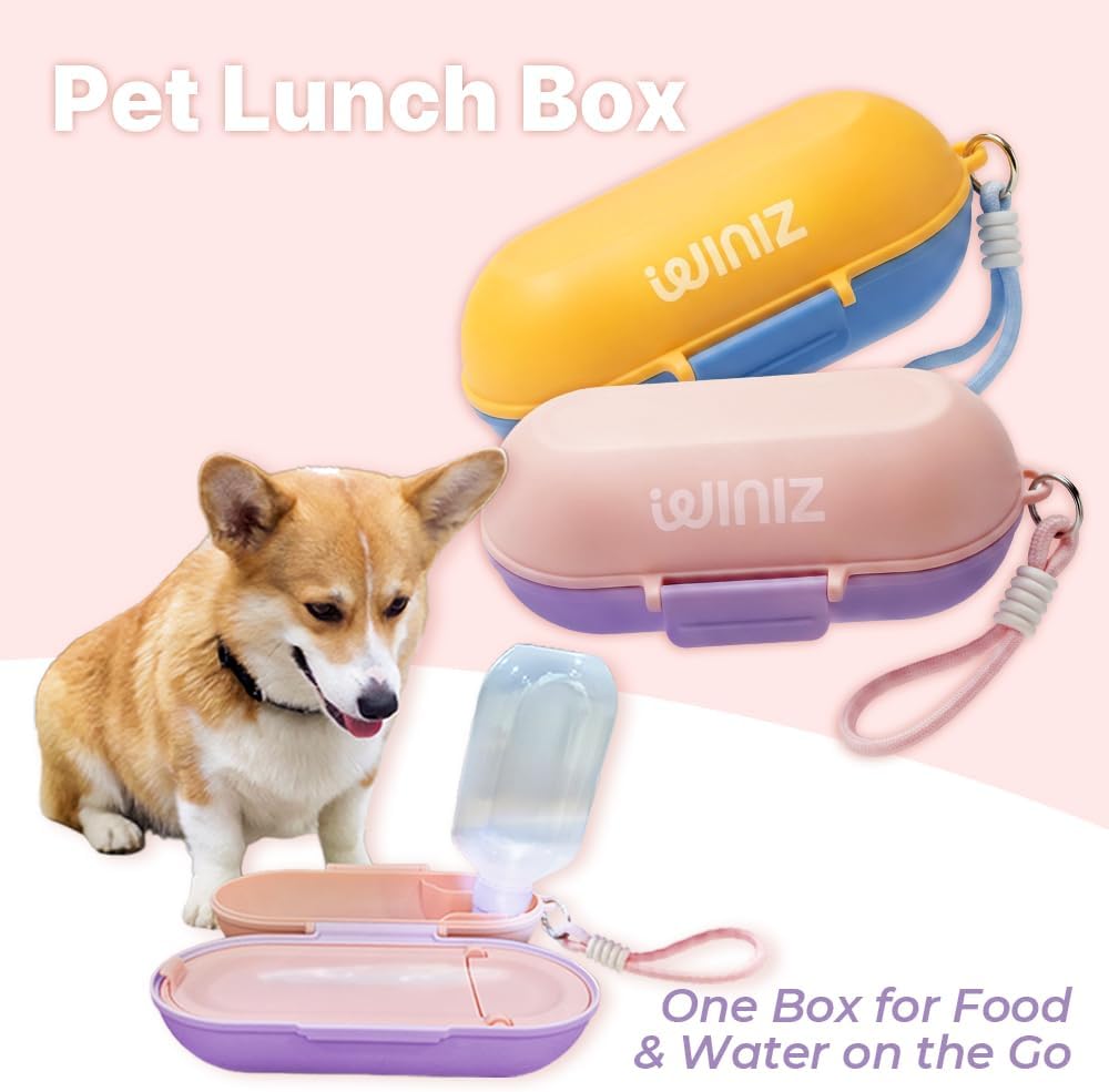2-in-1 Dog Water Bottle & Food Container, Travel Bowl