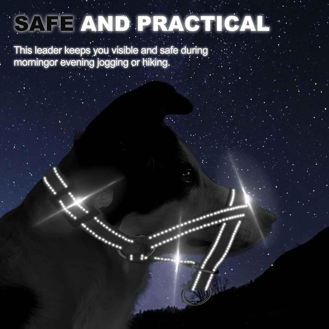 Dog Head Collar, Head Collar with Reflective Strap to Stop Pulling
