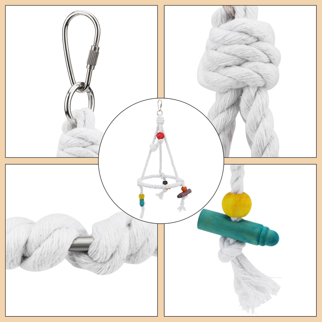 Hypeety Bird Swing Multi Birds Cotton Rope Round Hanging Hammock