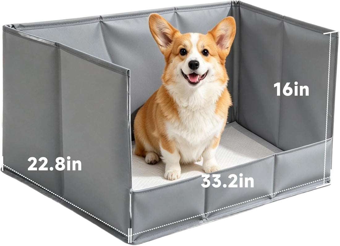 Dog Litter Box, Foldable Pee Pad Holder with High Walls for Indoor