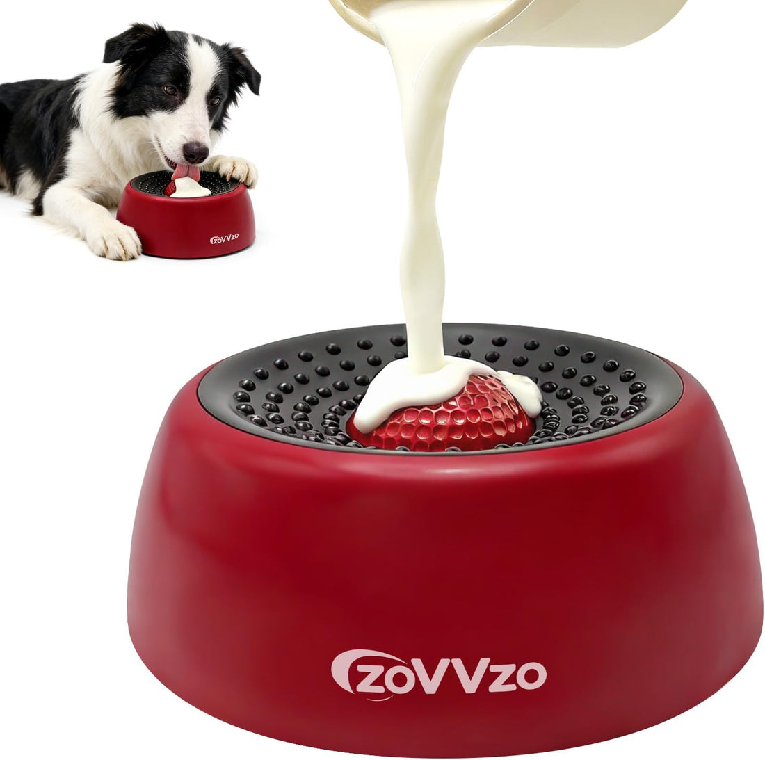 Dog Bowls, Slow Feeder Dog Bowls with Rolling Ball, Non-Slip Base