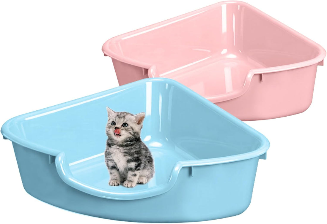 Corner Litter Box, Low Entry Kitten Litter Box for Small Cats