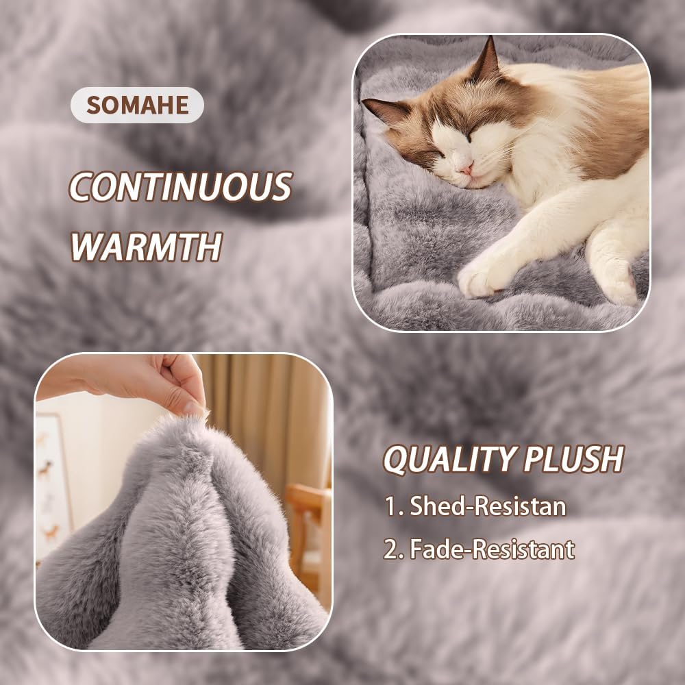 SOMAHE Cat Bed Mat, Soft Plush Faux Fur Kneading Pet Bed