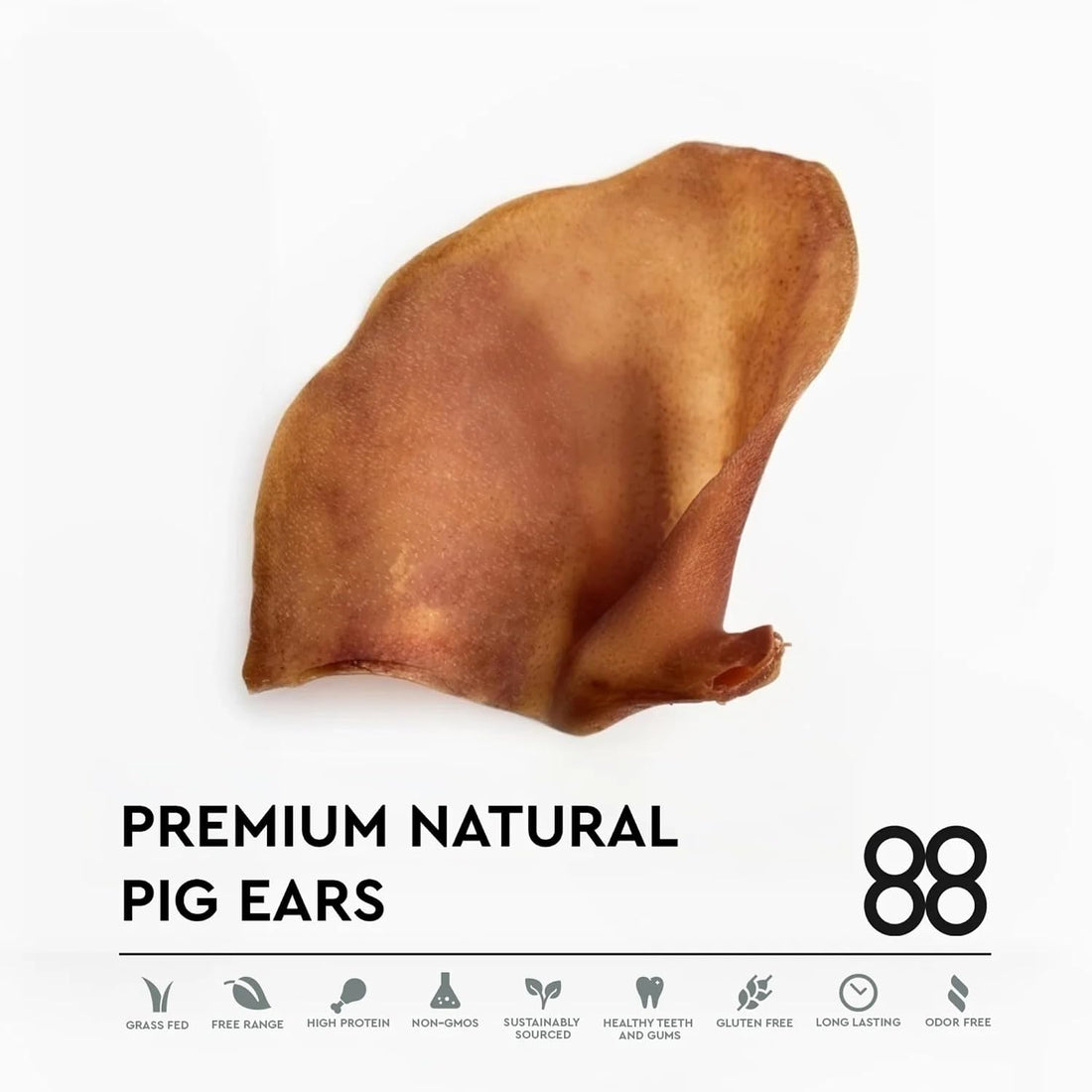 Whole Pig Ears for Dogs, 25-Pack