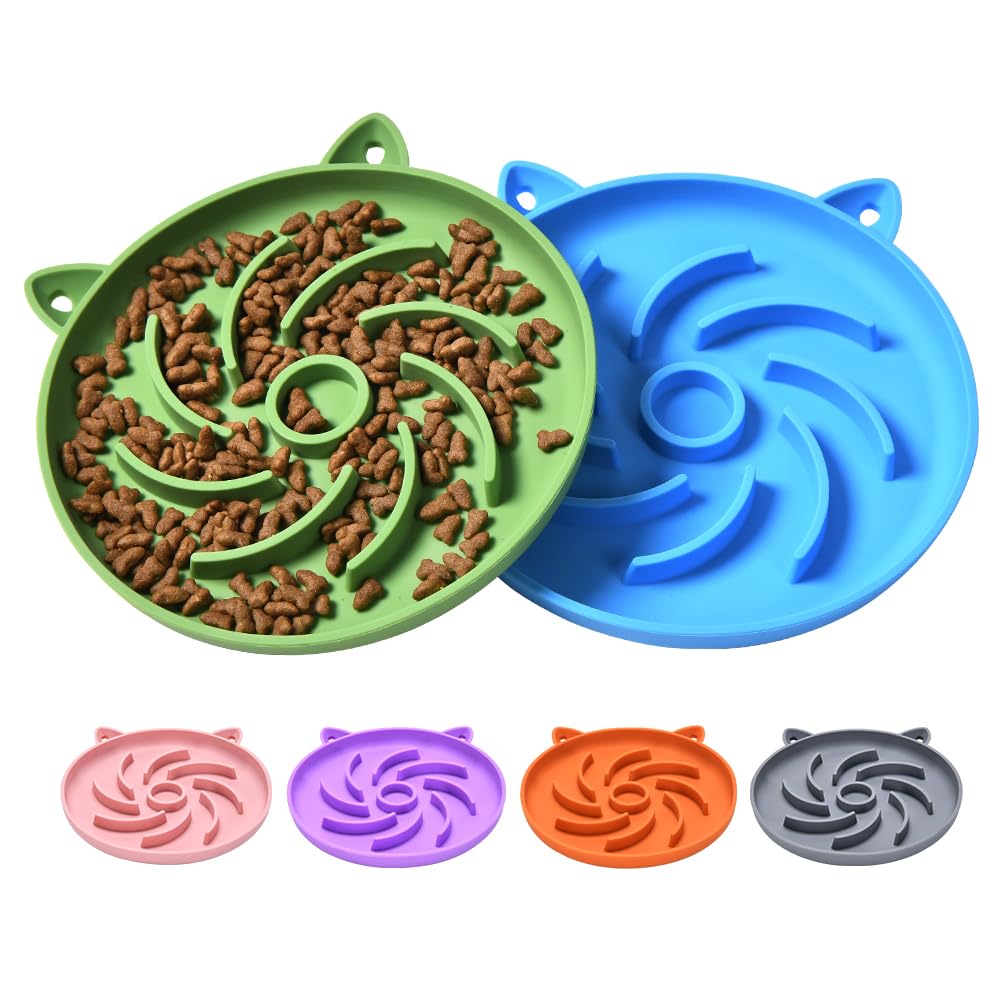 2Pcs Silicone Slow Feeder Cat Bowl,Puzzle Feeder,Interactive
