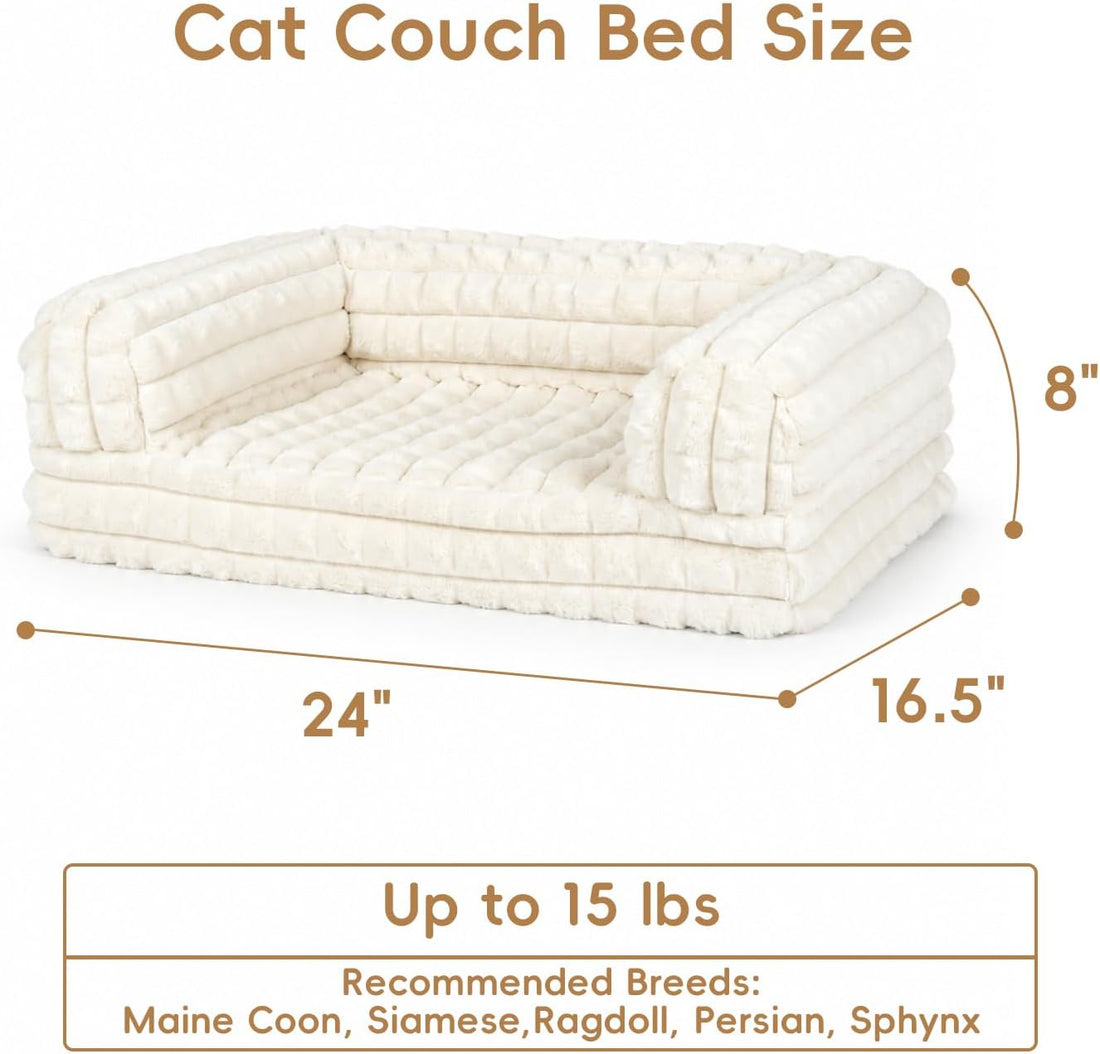 Cat Couch Bed for Indoor Cats,24 x 16.5 x 8 Inches, White