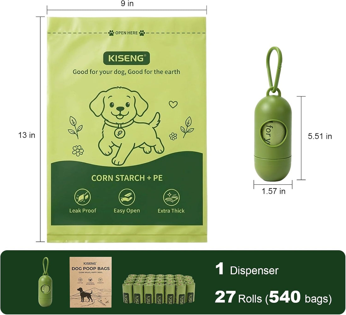 Dog Poop Bag 540 Count Biodegradable Dog Waste Bags with Dispenser