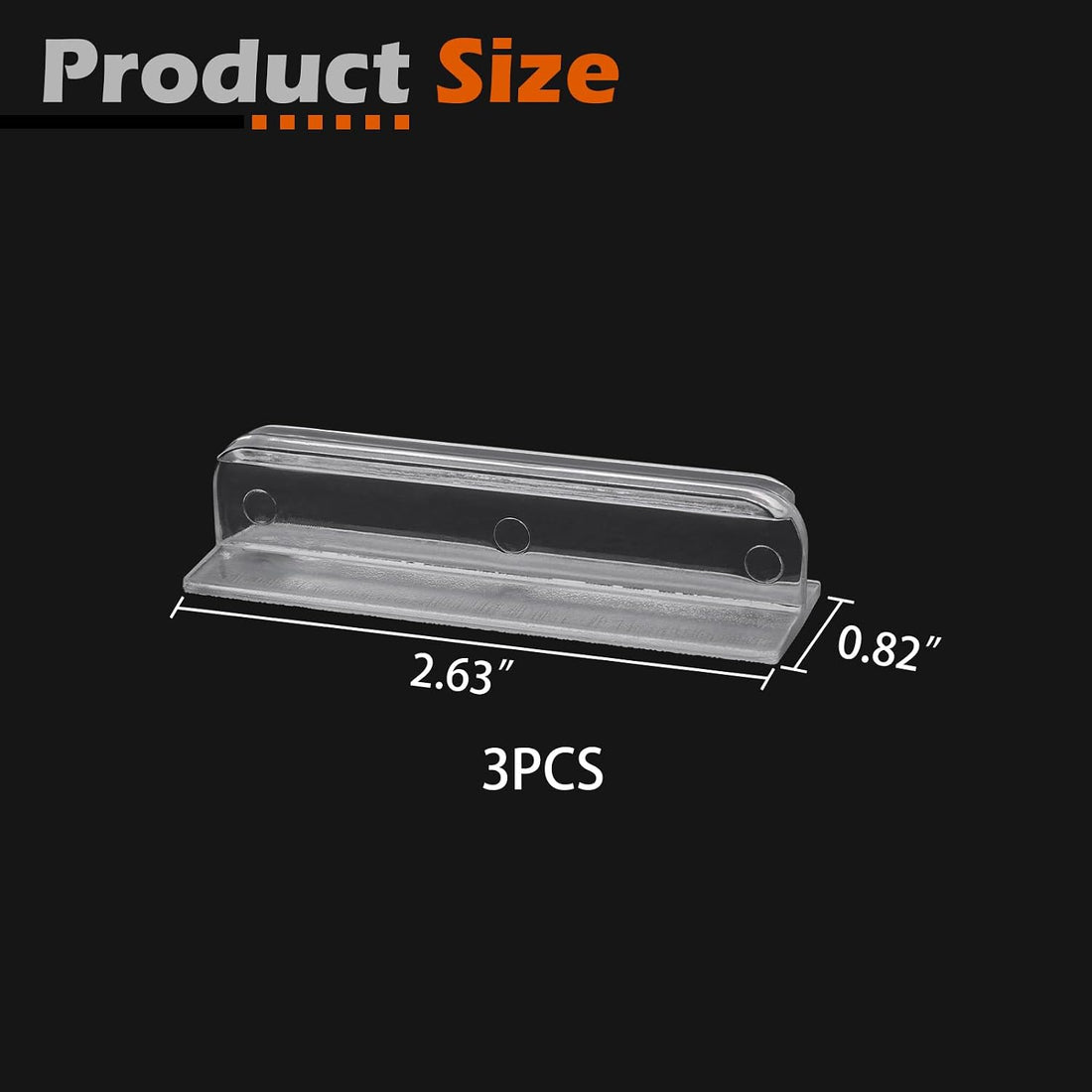 3 Pack Glass Canopy Handles, Clear Plastic, Without adhesive backing