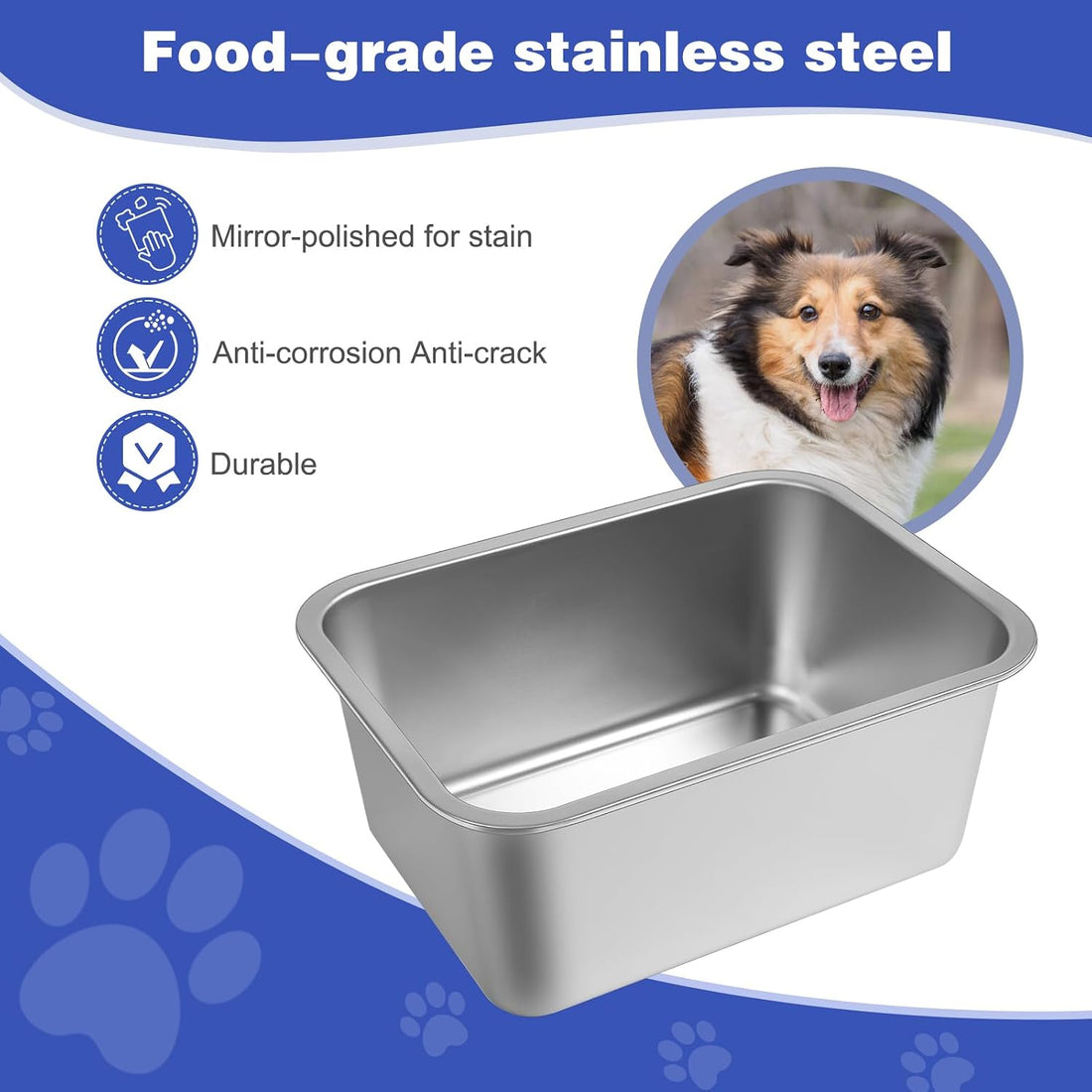 Lonepetu 3 Gallons Large Dog Water Bowl