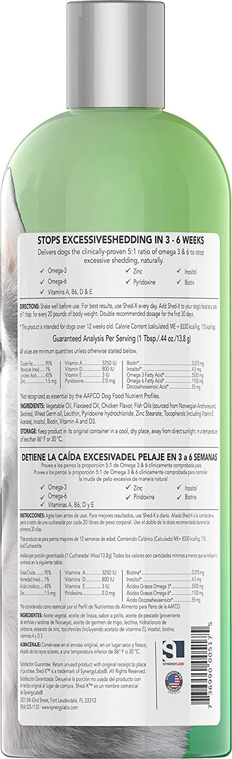 Shed-X Liquid Dog Supplement, 32oz – 100% Natural – Helps Dog Shedding