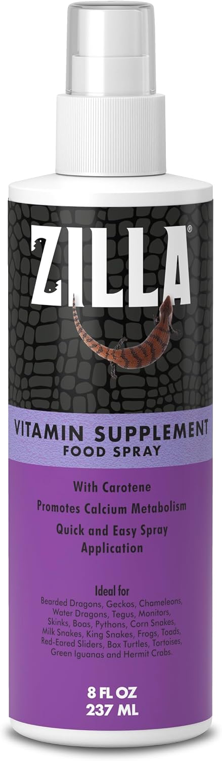 Zilla Vitamin Supplement Food Spray, Reptile Multivitamin, 8 Ounces