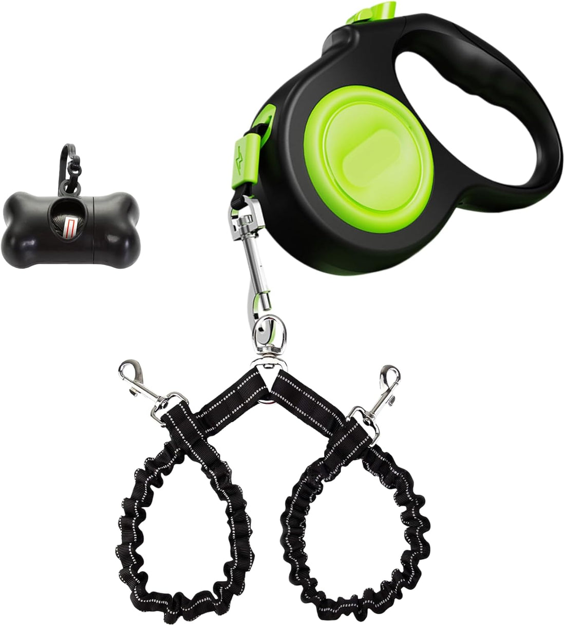 9.8 FT Dual Retractable Dog Leash for 2 Small Breeds Up to 44lbs Each