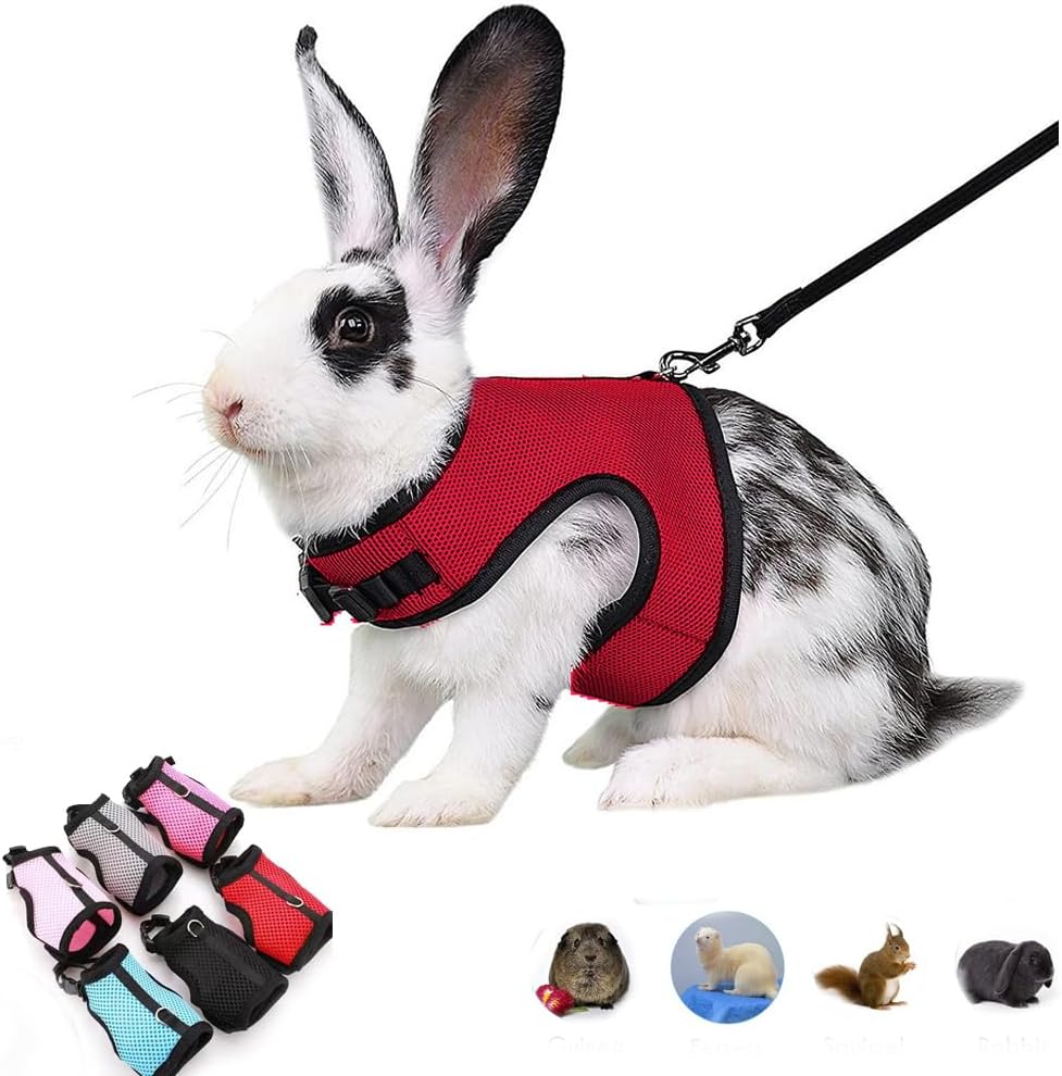 Bunny Leash and Harness Escape Proof Soft Rabbit Harnesses Mesh Vest