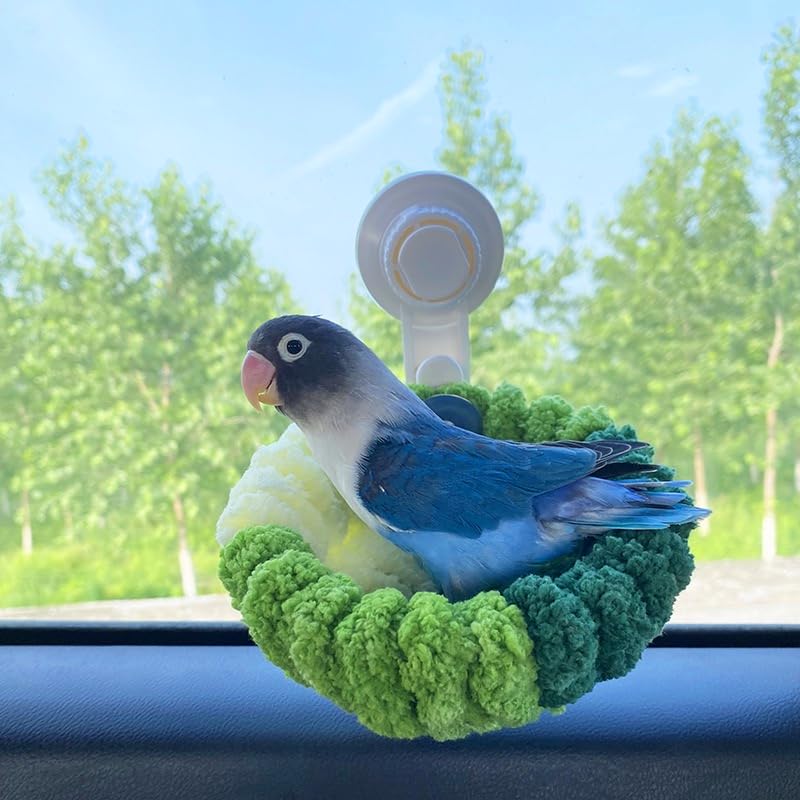 TAKSDAI Portable Suction Cup Bird Perch Nest for Travel Car Window