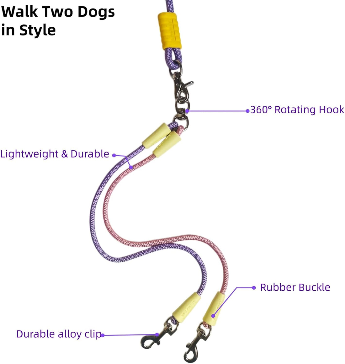 Double Dog Leash for 2 Small Dogs