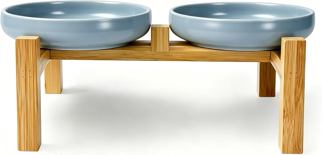 Ceramic Cat Bowls,Shallow Cat Dishes for Food and Water