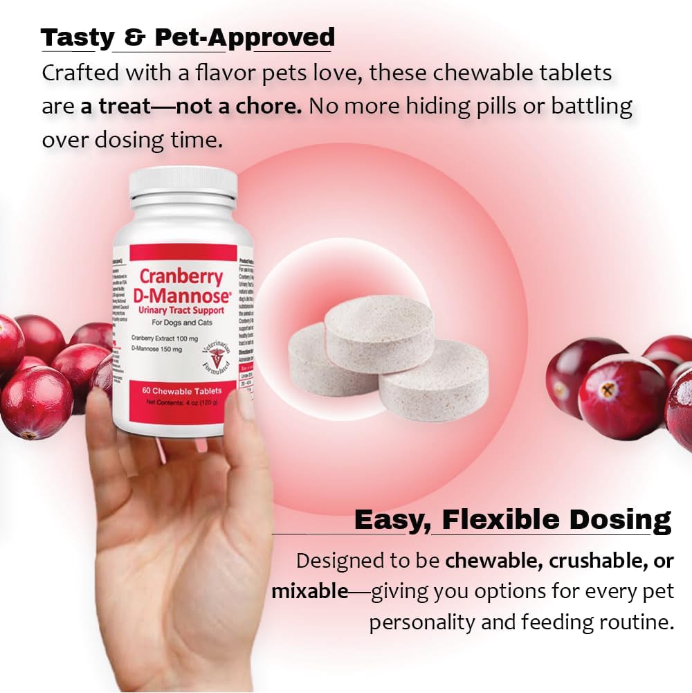 Cranberry D-Mannose Urinary Tract Supplement for Dogs & Cats