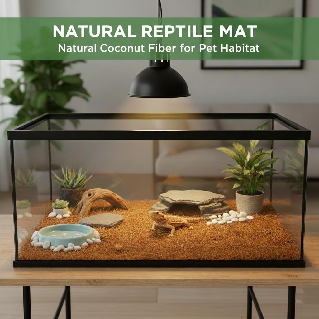 Reptile Carpet,18"×36",2 PCS Natural Coconut Fiber Liner Flooring